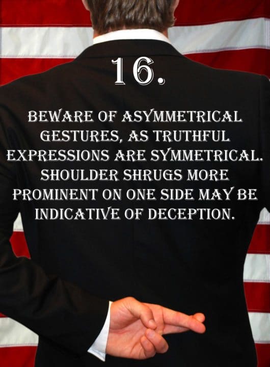 Deception Tip 16 – Symmetrical Gestures – How To Detect Deception